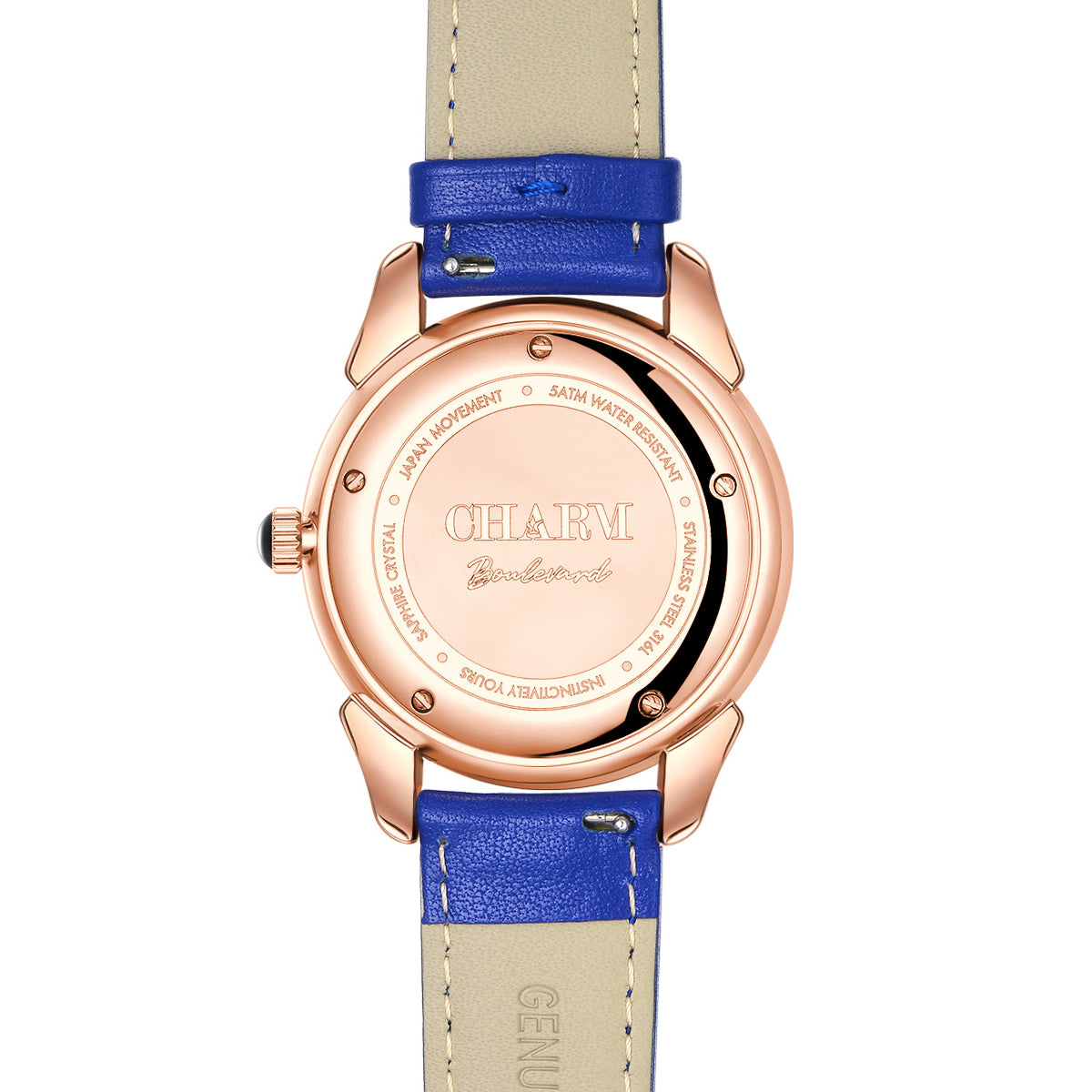 Set Unisex: Ceas Boulevard Primaverii Blue + Curea din otel inoxidabil Rose Gold