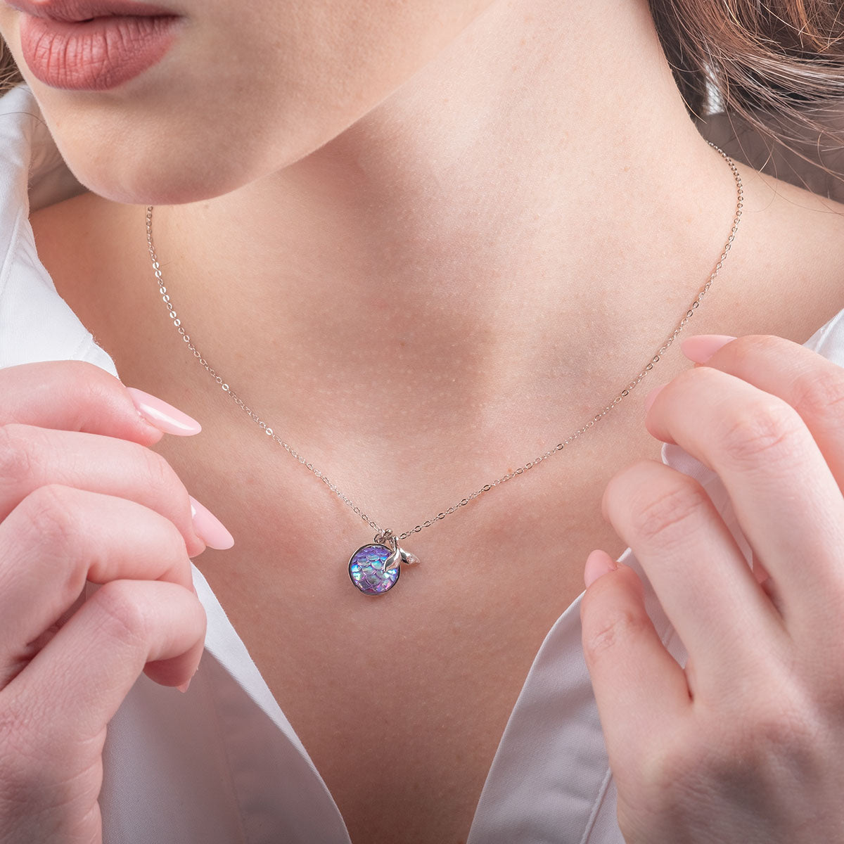 Pandantiv cu Lantisor din Argint Tiny Shiny Stone Small