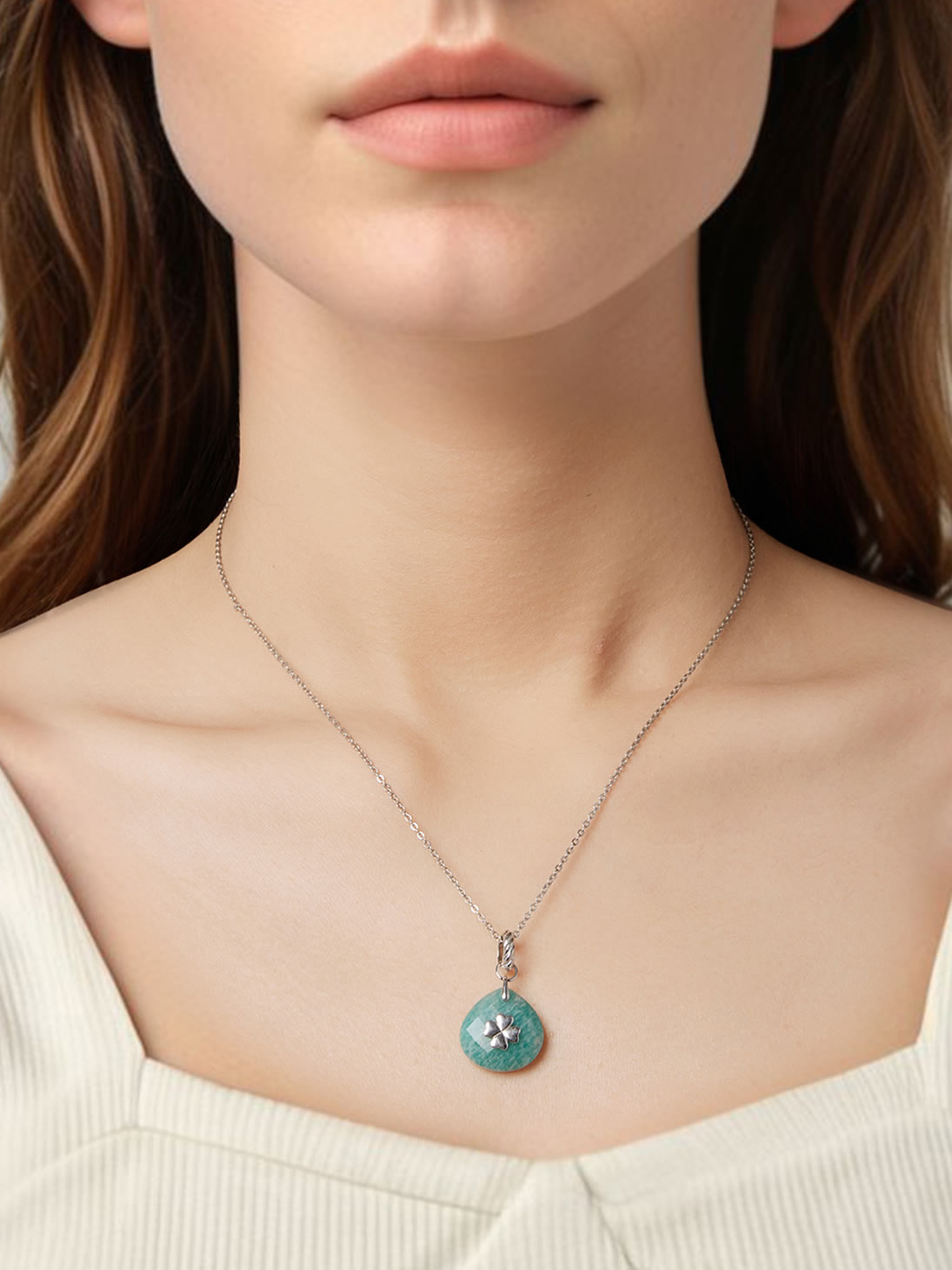 Pandantiv din Argint Amazonit Lucky Bloom