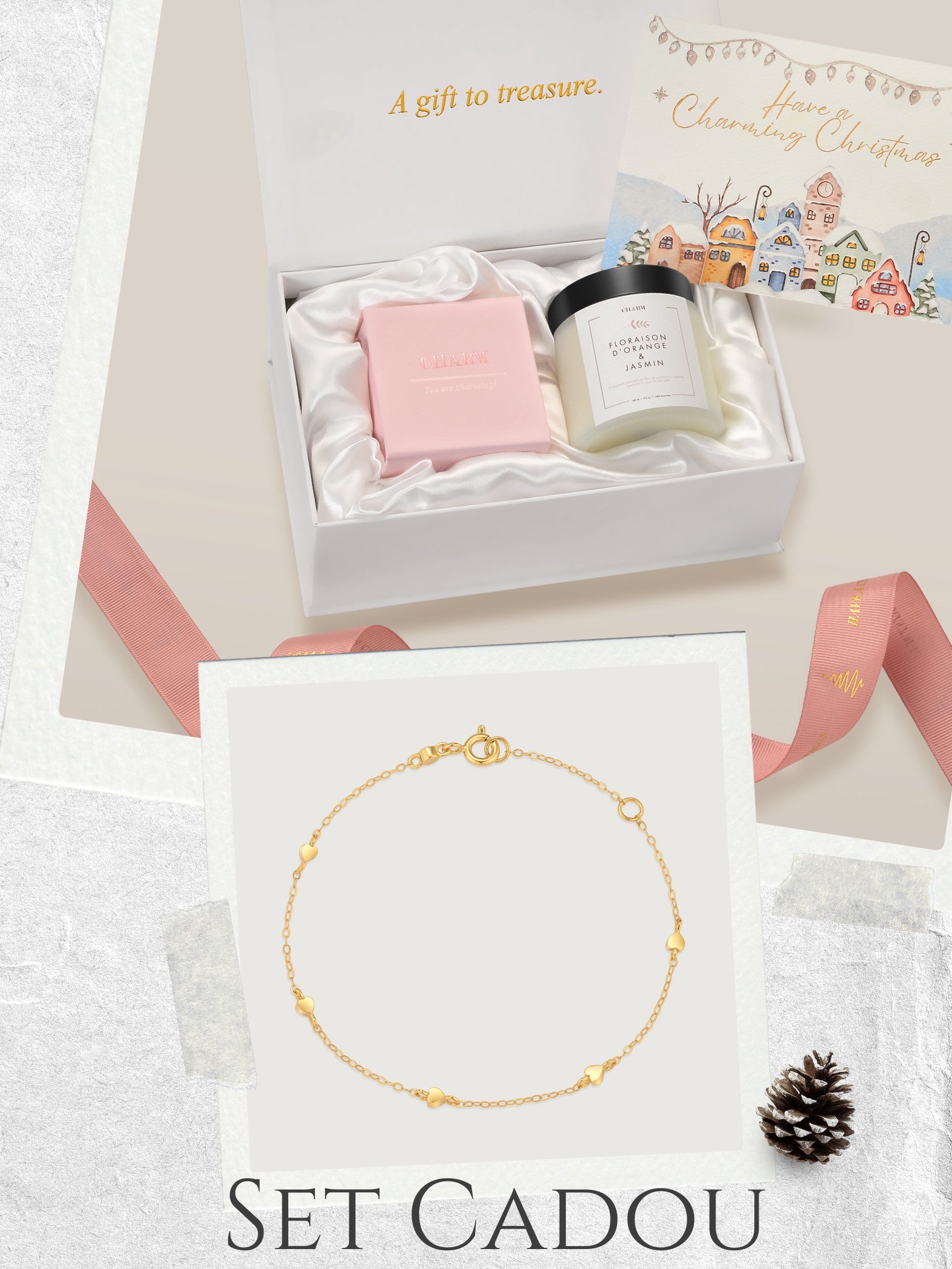 Set Cadou Gold Heartline Whisper