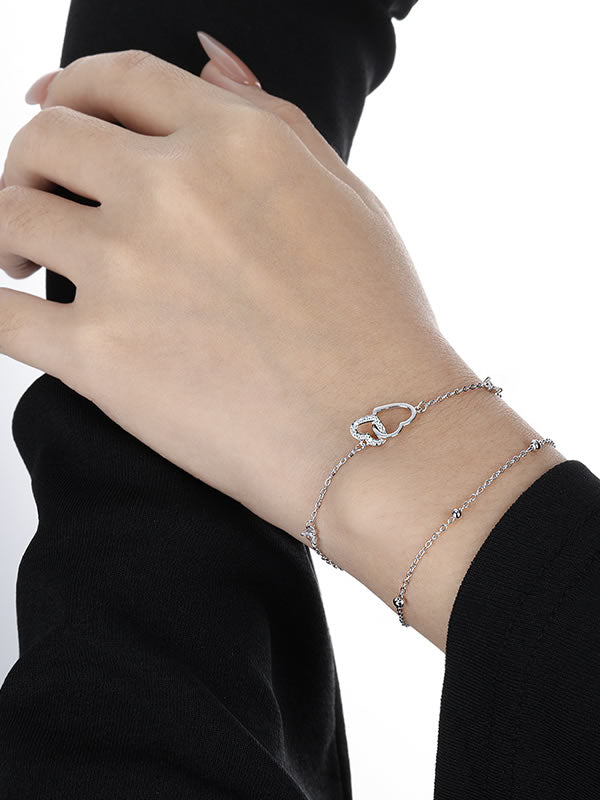 Bratara din Argint Silver Double Heart Whisper