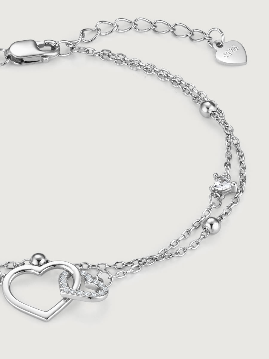 Bratara din Argint Silver Double Heart Whisper