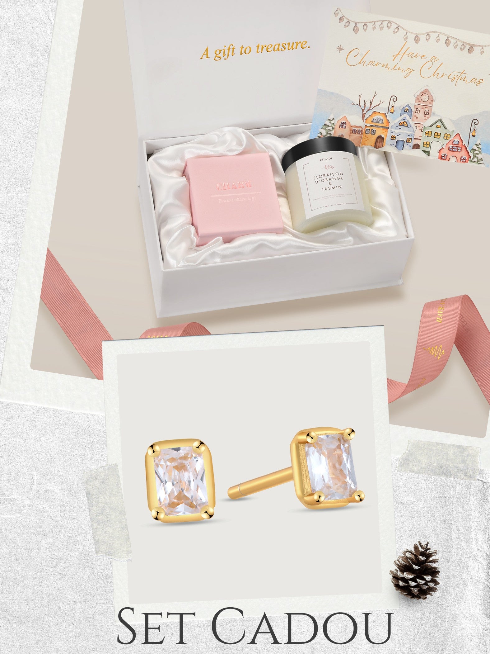 Set Cadou Gold Radiant Grace Studs