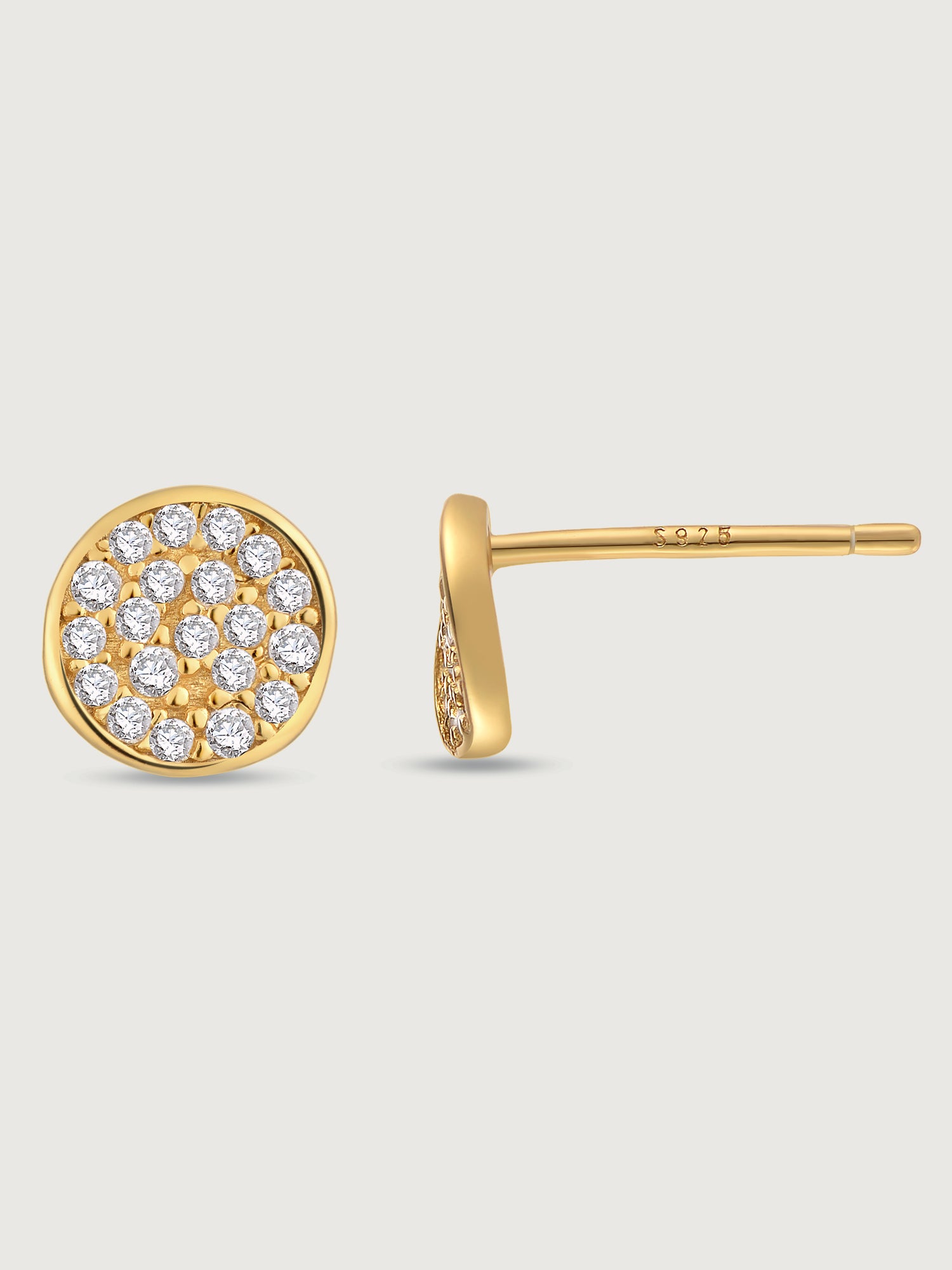 Cercei din Argint Gold Radiant Circle Studs