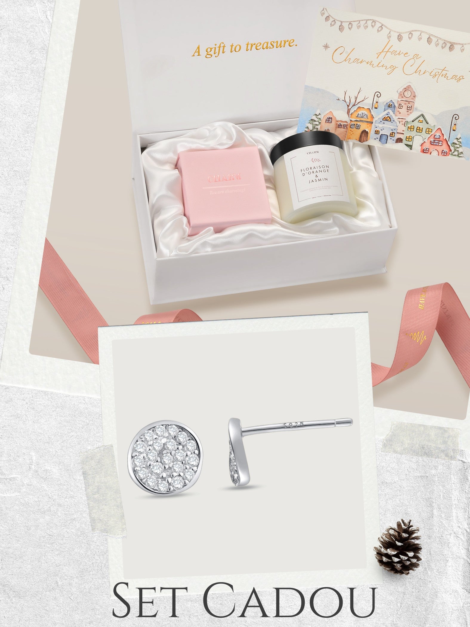 Set Cadou Silver Radiant Circle Studs