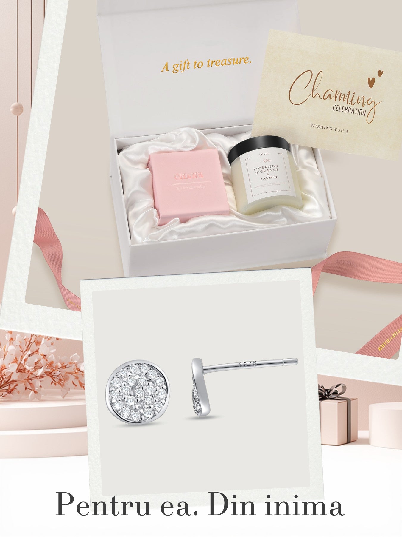 Set Cadou Silver Radiant Circle Studs