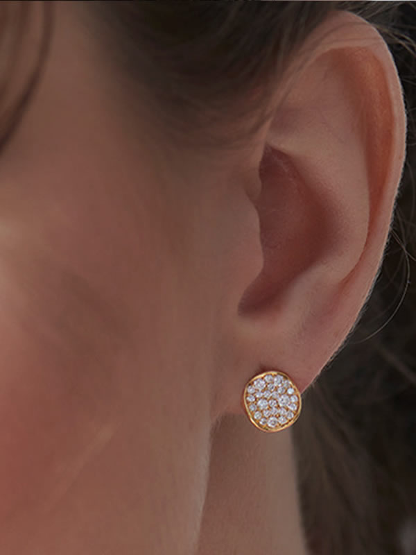 Cercei din Argint Gold Radiant Circle Studs