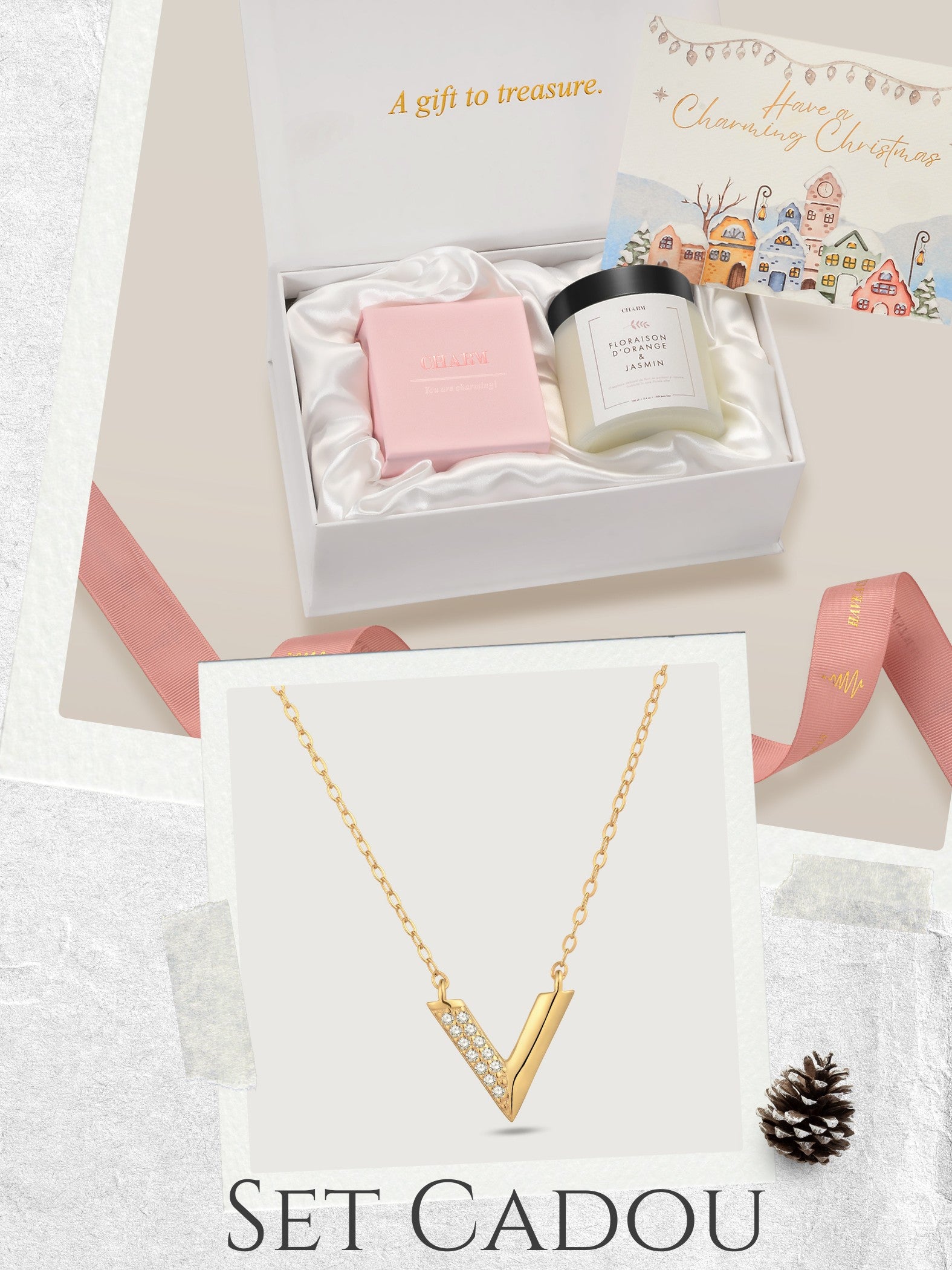 Set Cadou Gold V-Shaped Sparkle