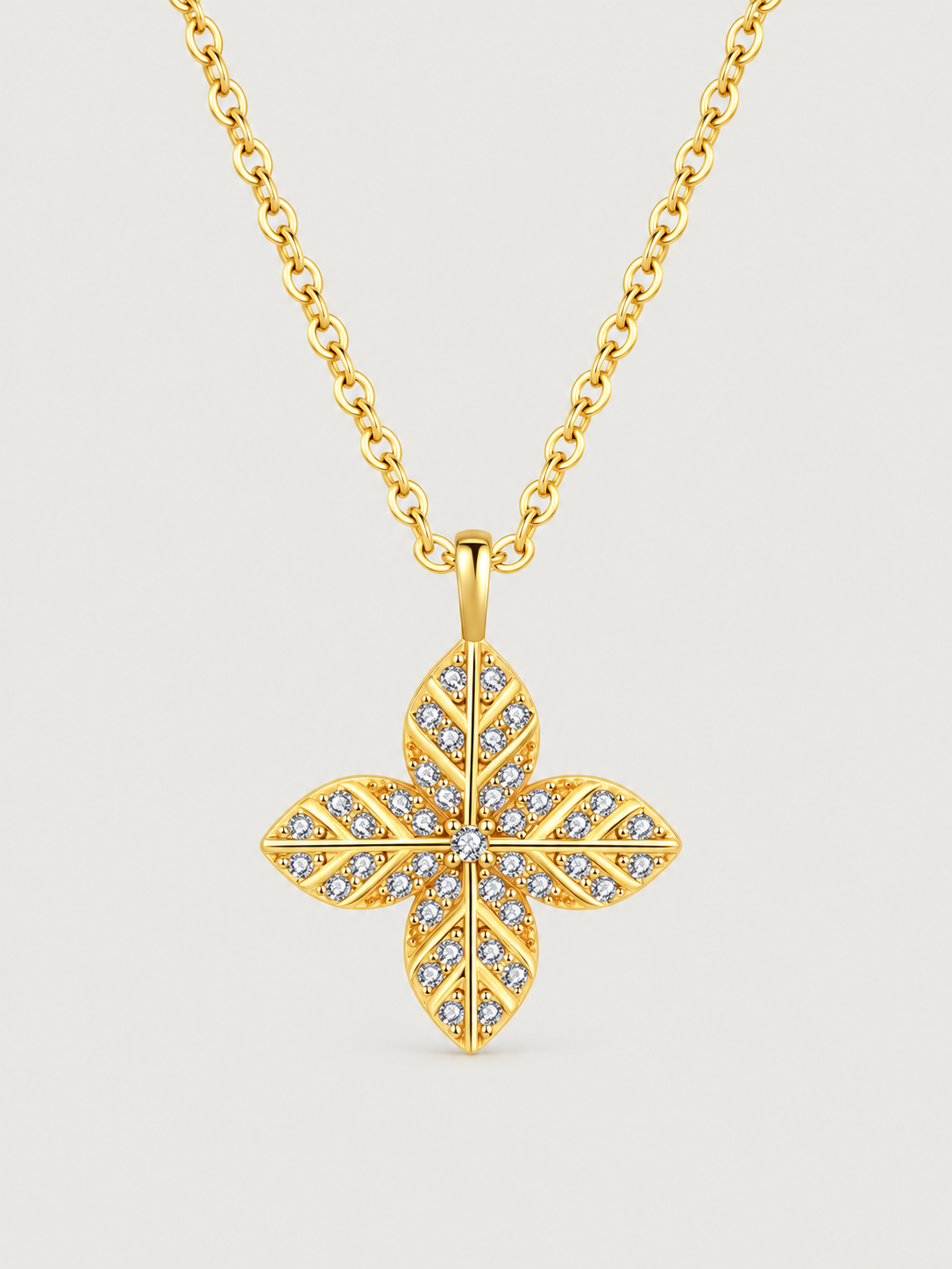 Colier din Argint Gold Radiant Petal Cross