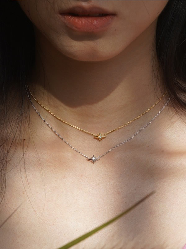 Colier din Argint Gold North Star Mini