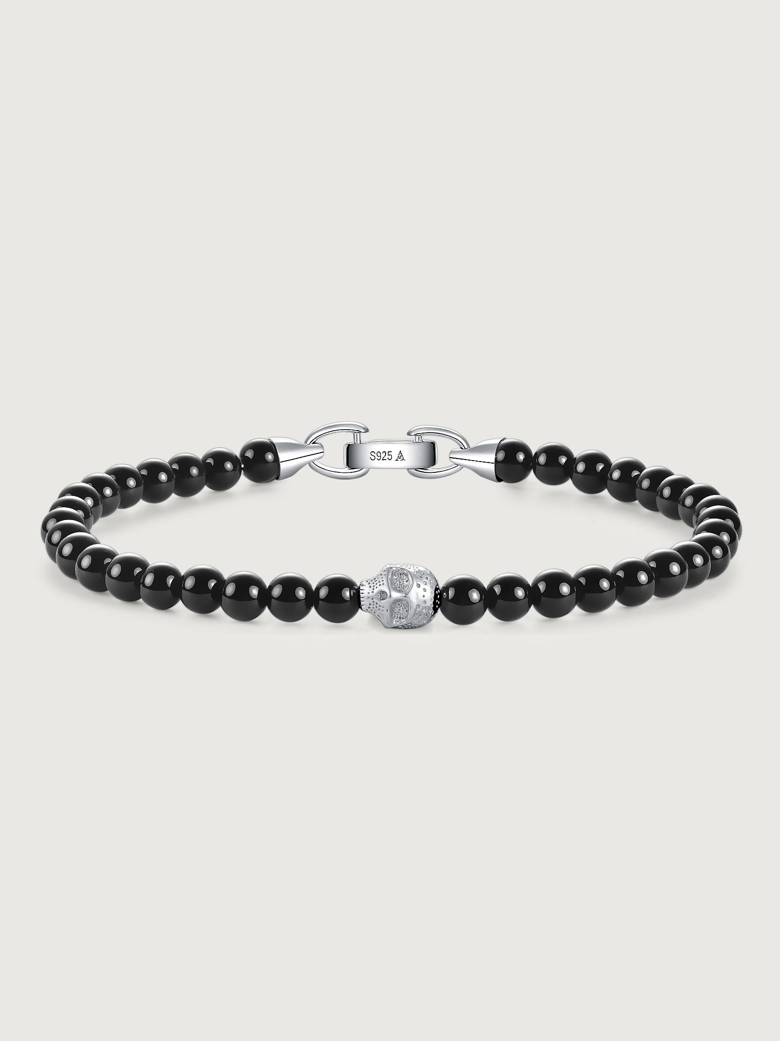 Bratara din Argint Men Black Onyx Skull Axis