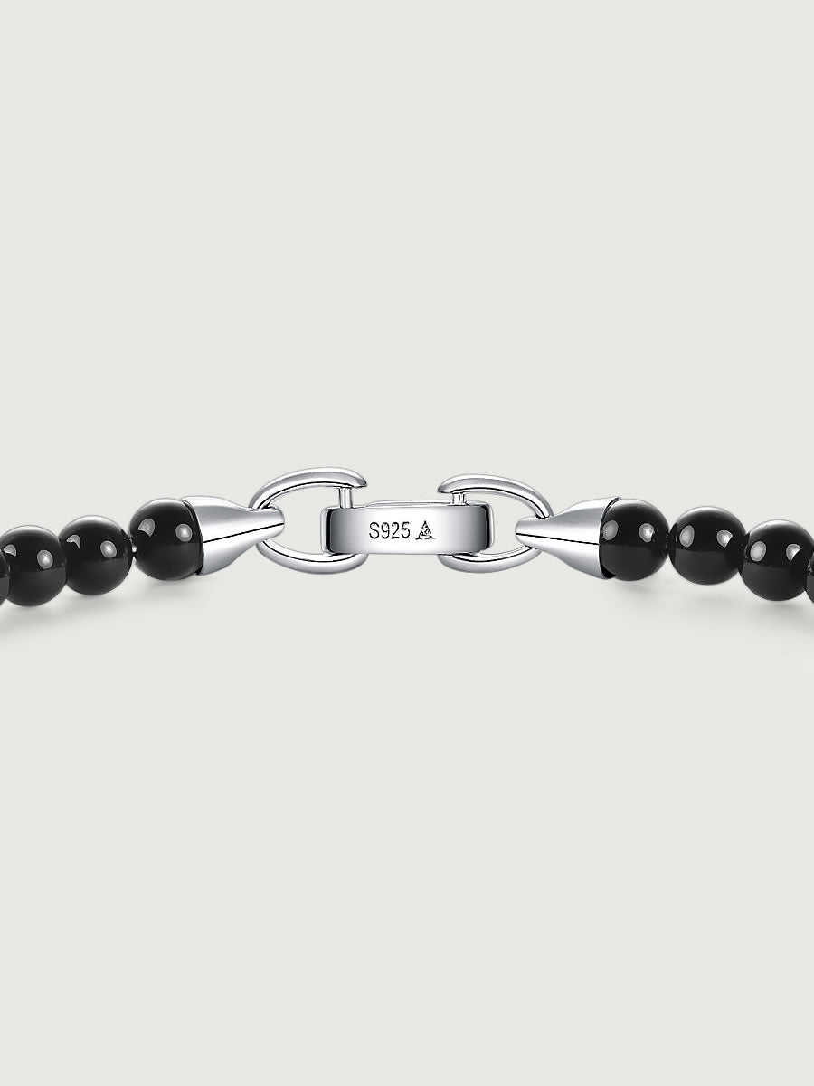 Bratara din Argint Men Black Onyx Skull Axis