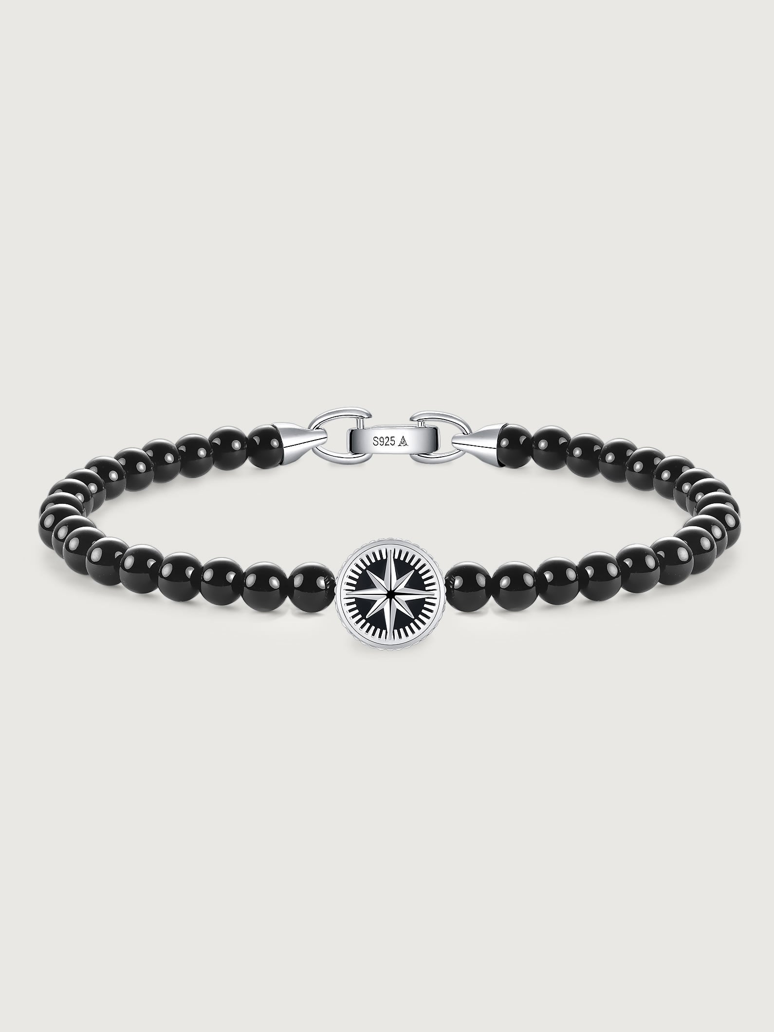 Bratara din Argint Men Black Onyx Compass Axis