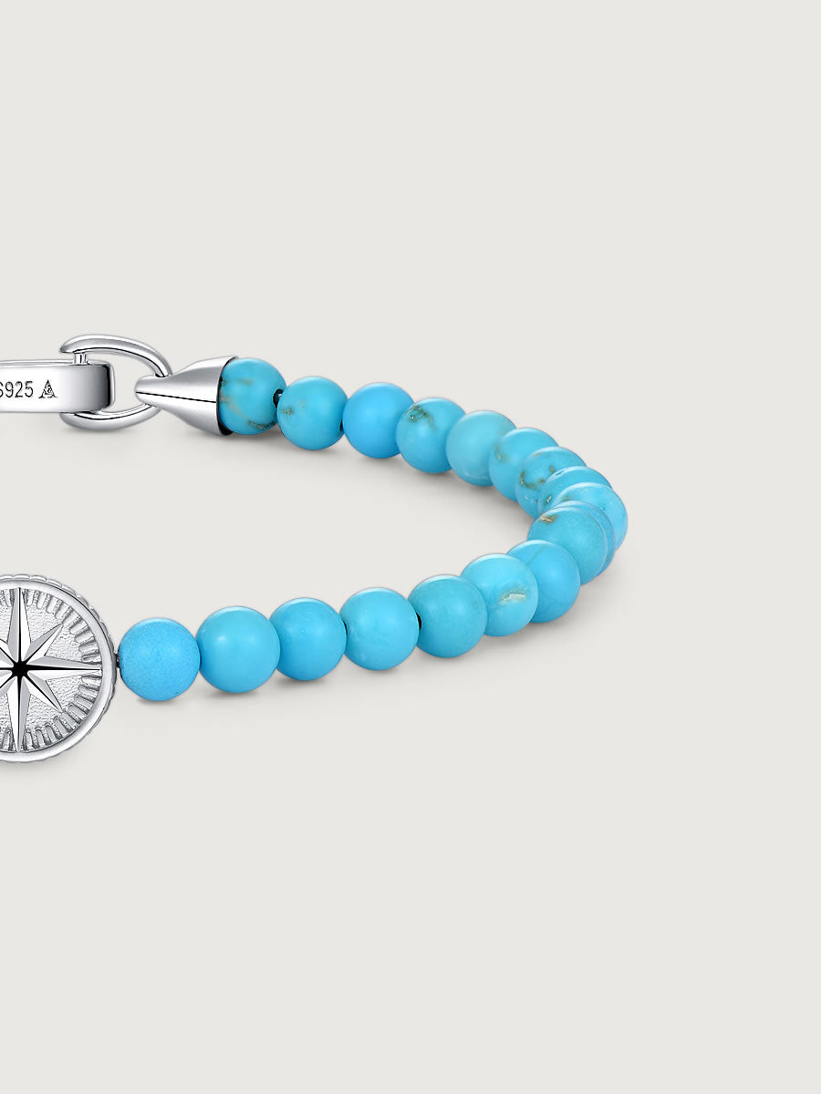 Bratara din Argint Men Turquoise Compass Axis