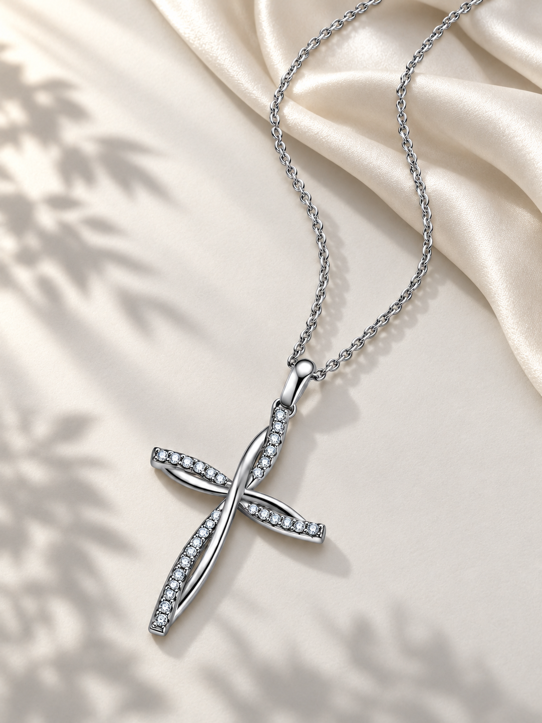 Colier din Argint Moissanite Silver Eternal Cross