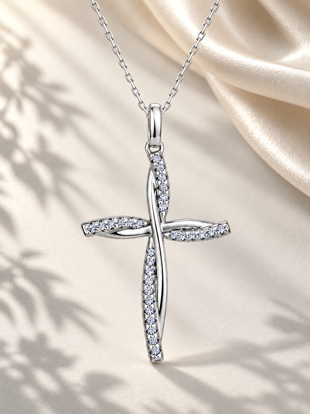 Colier din Argint Moissanite Silver Eternal Cross