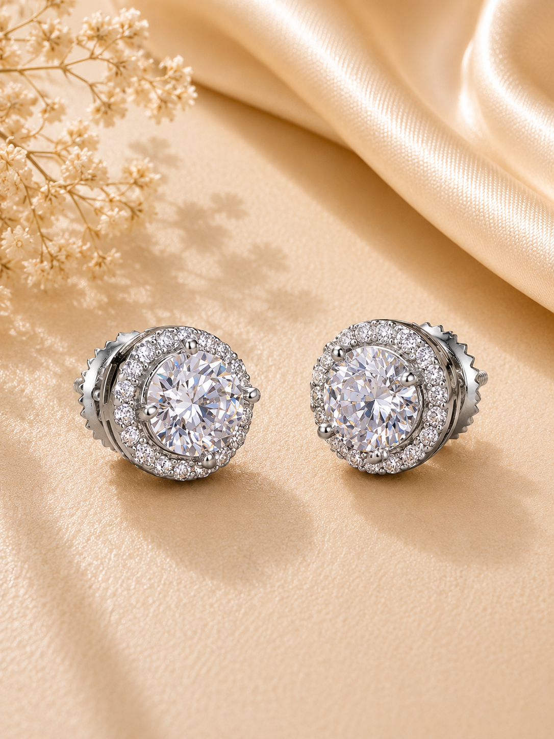 Cercei din Argint Moissanite Radiant Circlet Small