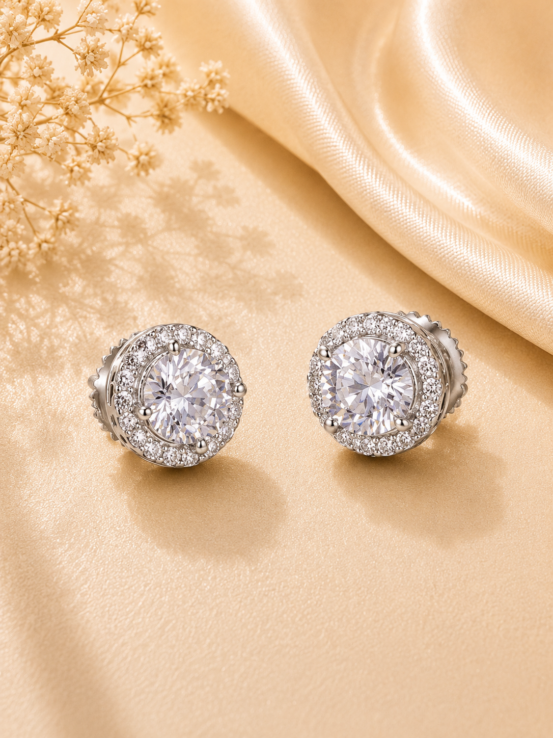 Cercei din Argint Moissanite Radiant Circlet Small