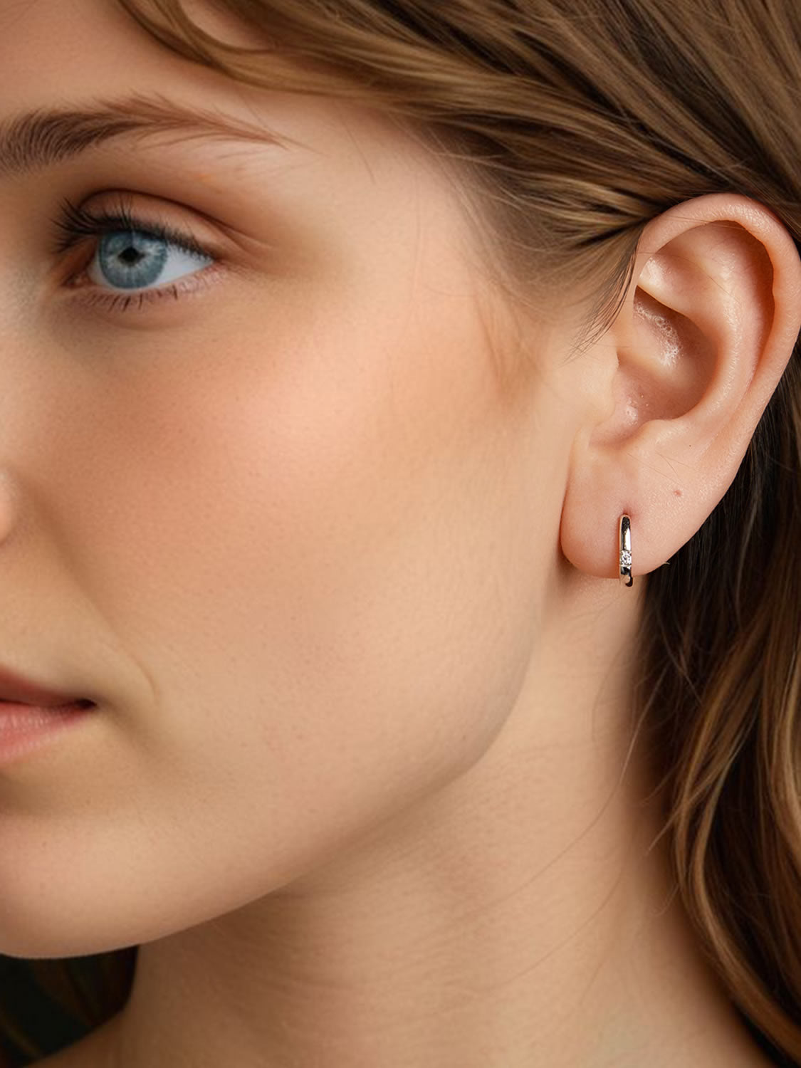 Cercei din Argint Moissanite Pure Loop