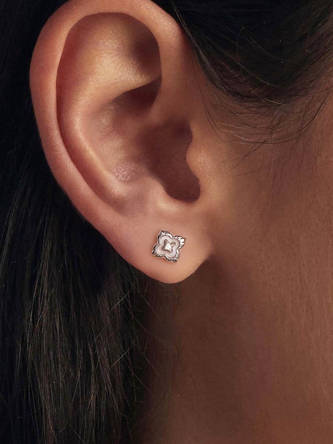 Cercei din Argint Moissanite Blush Clover