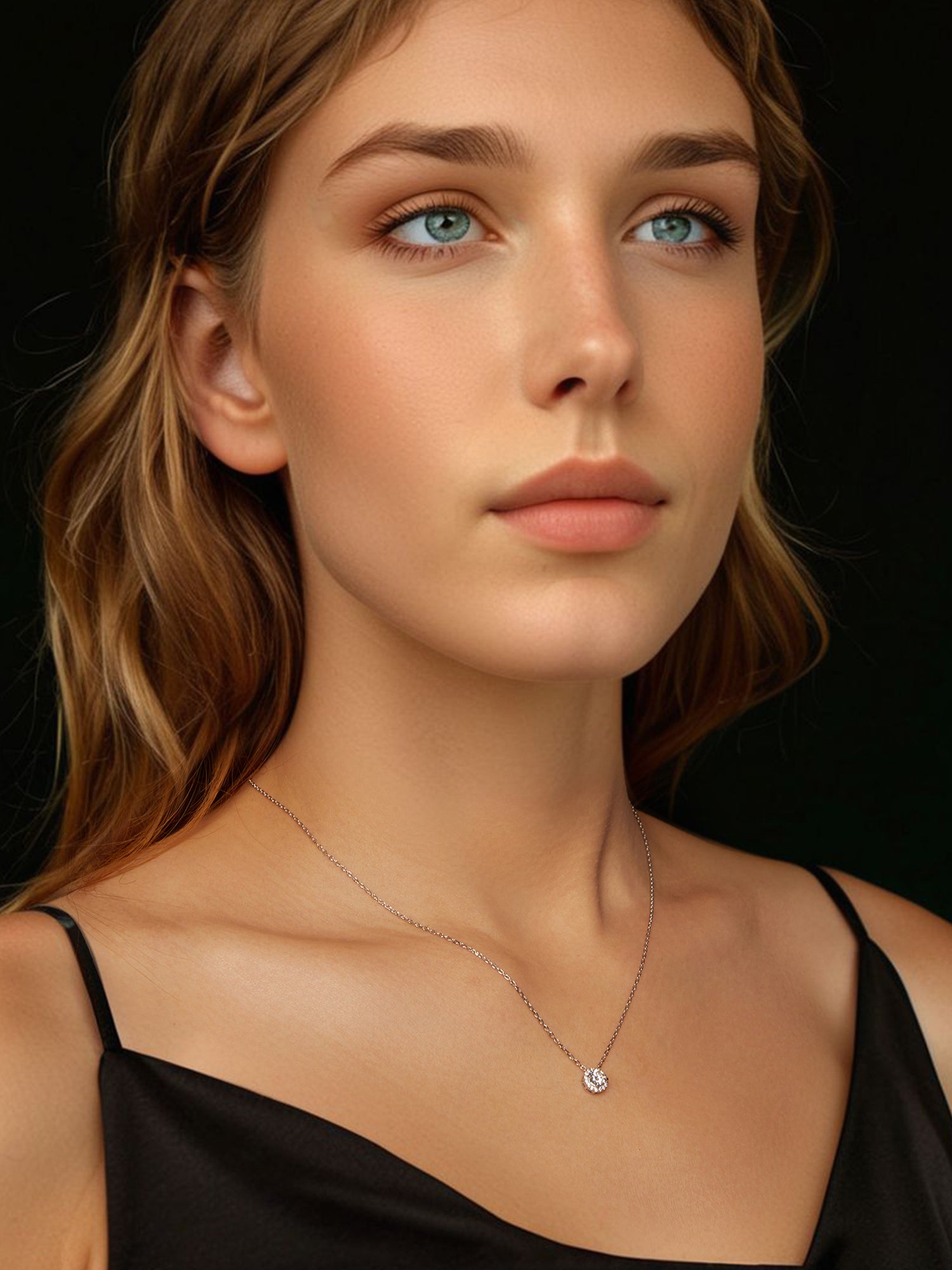 Colier din Argint Moissanite Eternal Glow Halo