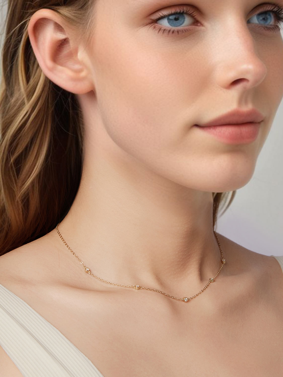 Colier din Argint Moissanite Gold Sparkle