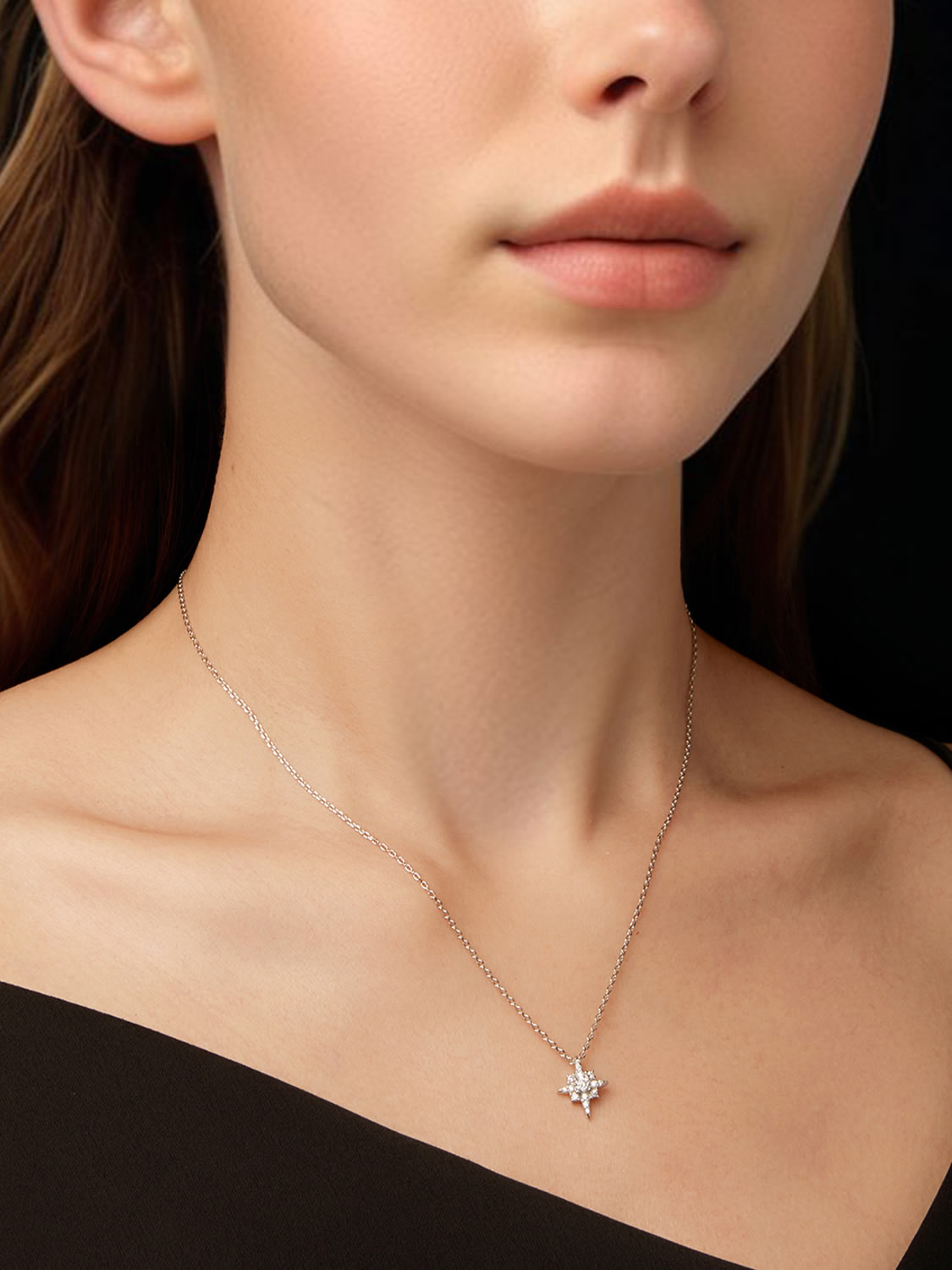 Colier din Argint Moissanite Celestial Star