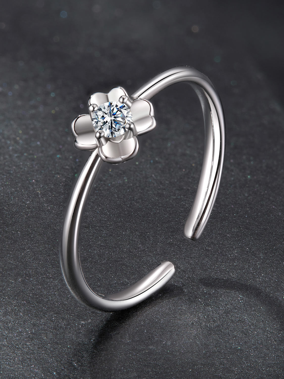 Inel din Argint Moissanite Bloom Spark