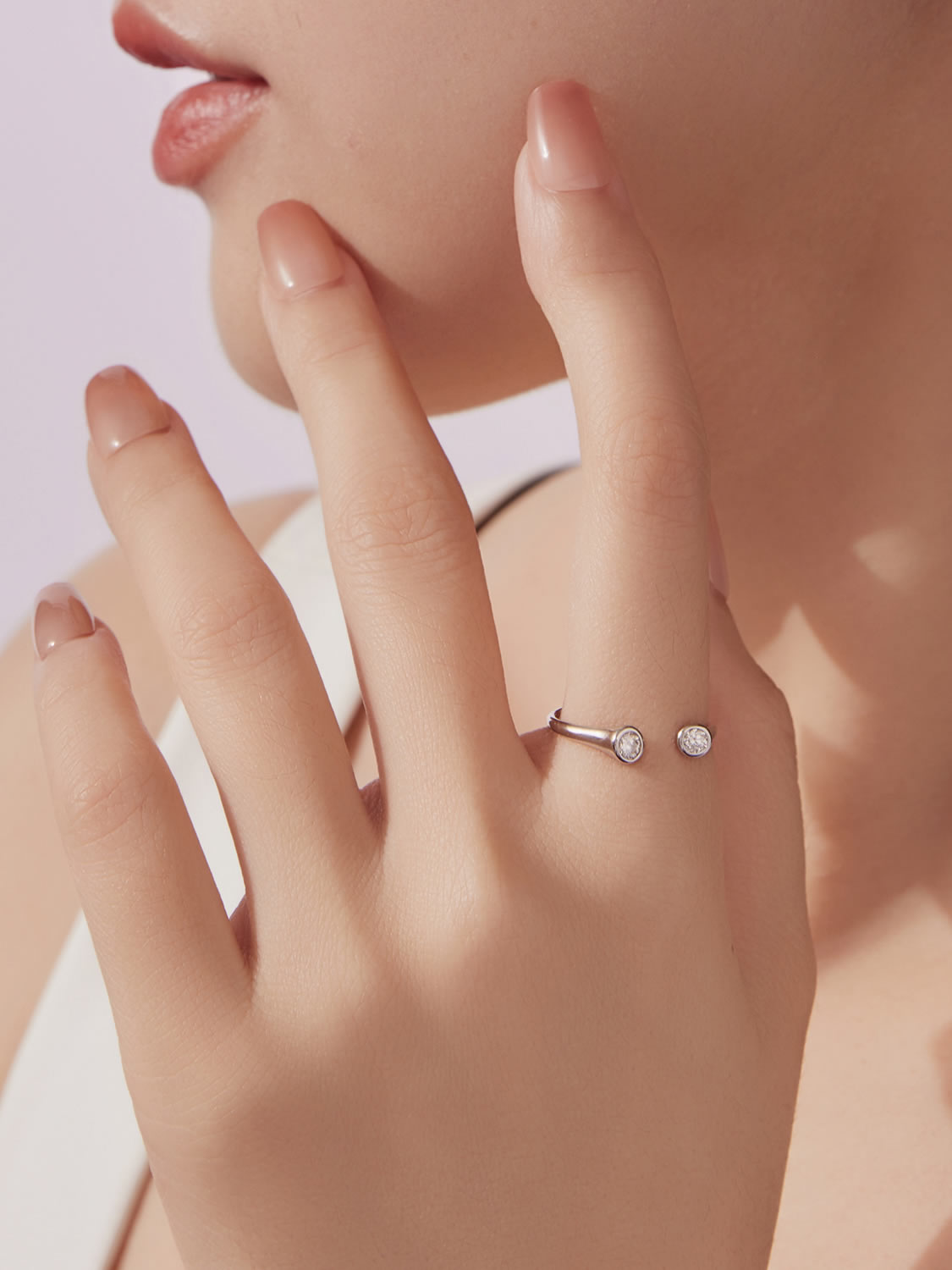 Inel din Argint Moissanite Double Spark