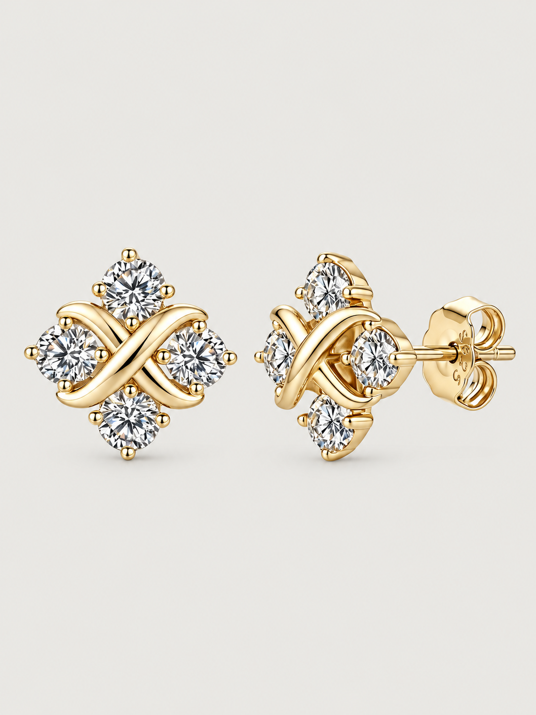 Cercei din Argint Moissanite Gold Infinity Bloom