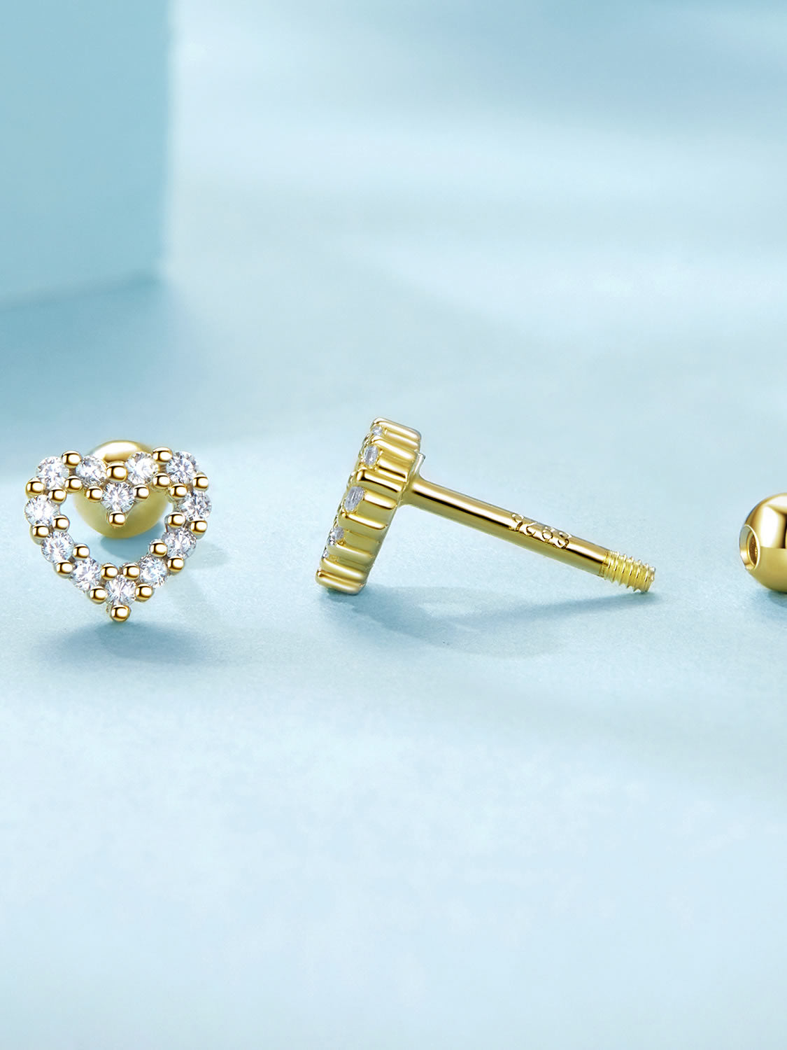 Cercei din Argint Sparkling Heartbeat Gold