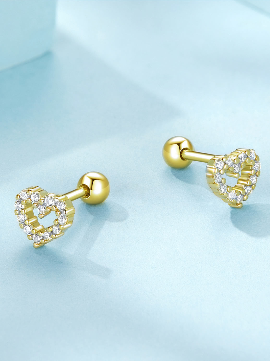 Cercei din Argint Sparkling Heartbeat Gold