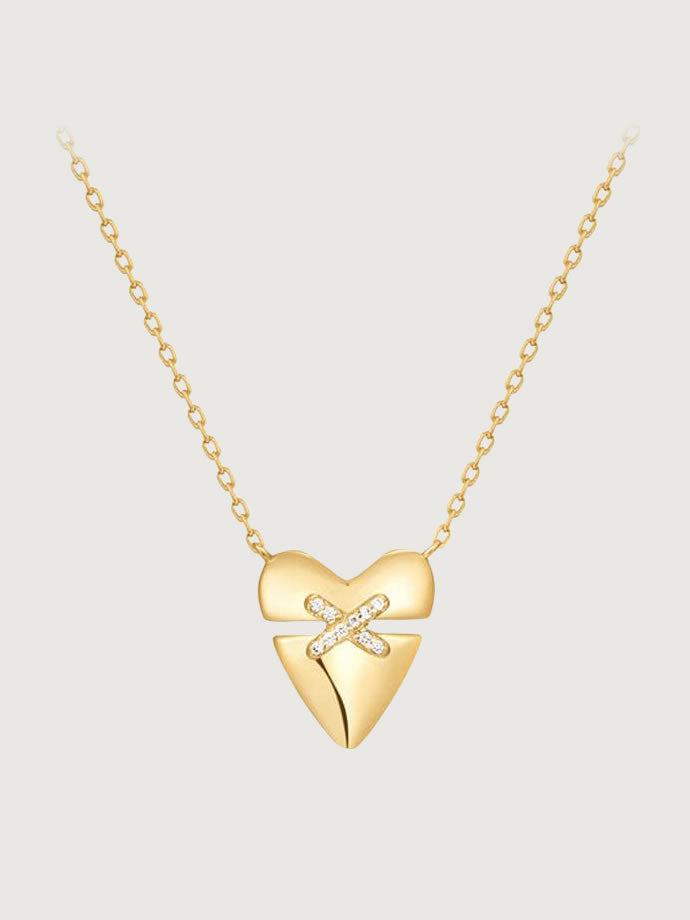Colier din Argint Gold Stitched Heart