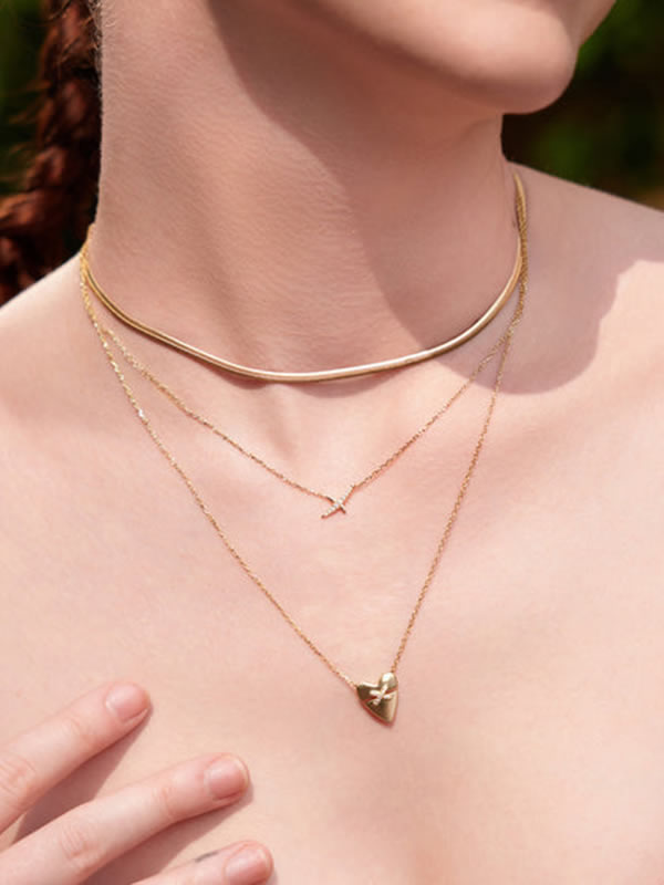 Colier din Argint Gold Stitched Heart