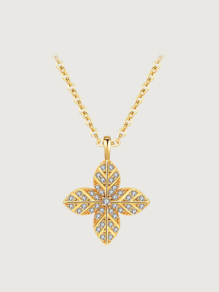 Colier din Argint Gold Radiant Petal Cross