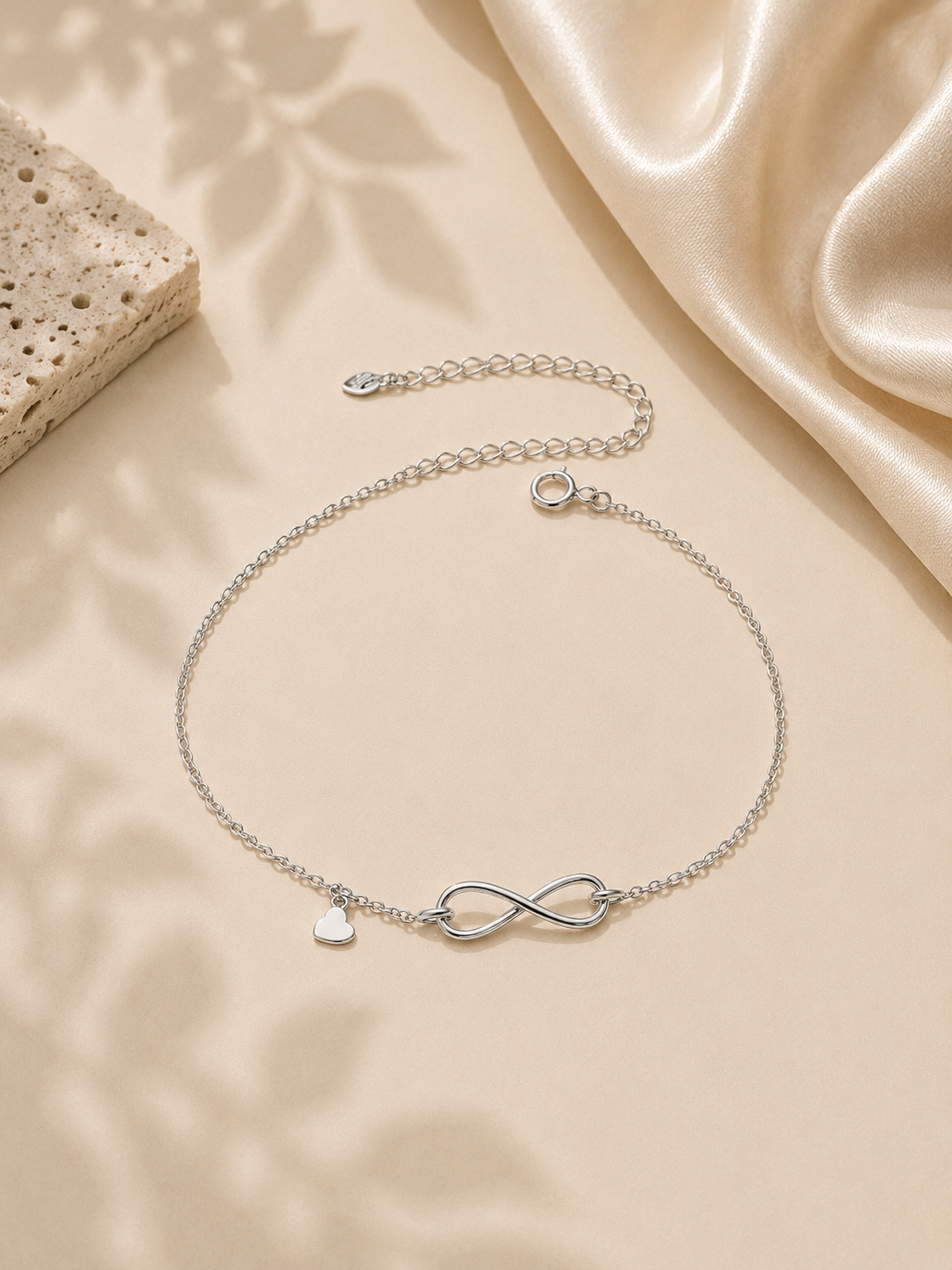 Anklet din argint cu simbol infinit minimalist