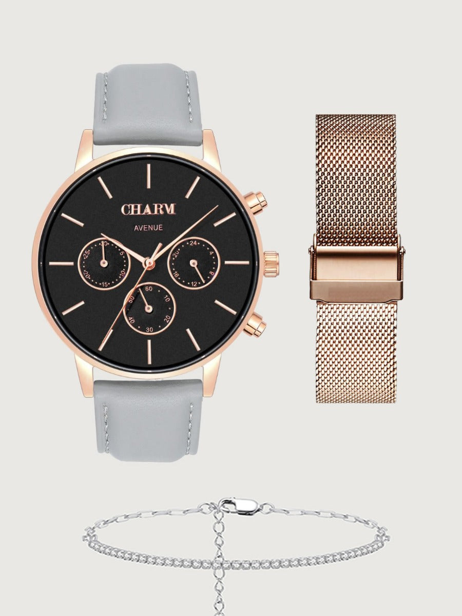Set Cadou : Ceas Avenue Dorobanti Grey + Curea de metal Rose Gold