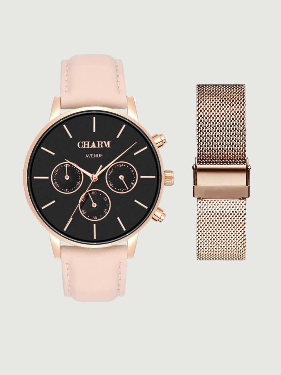 Set Cadou: Ceas Avenue Dorobanti Nude Rose + Curea de metal Rose Gold