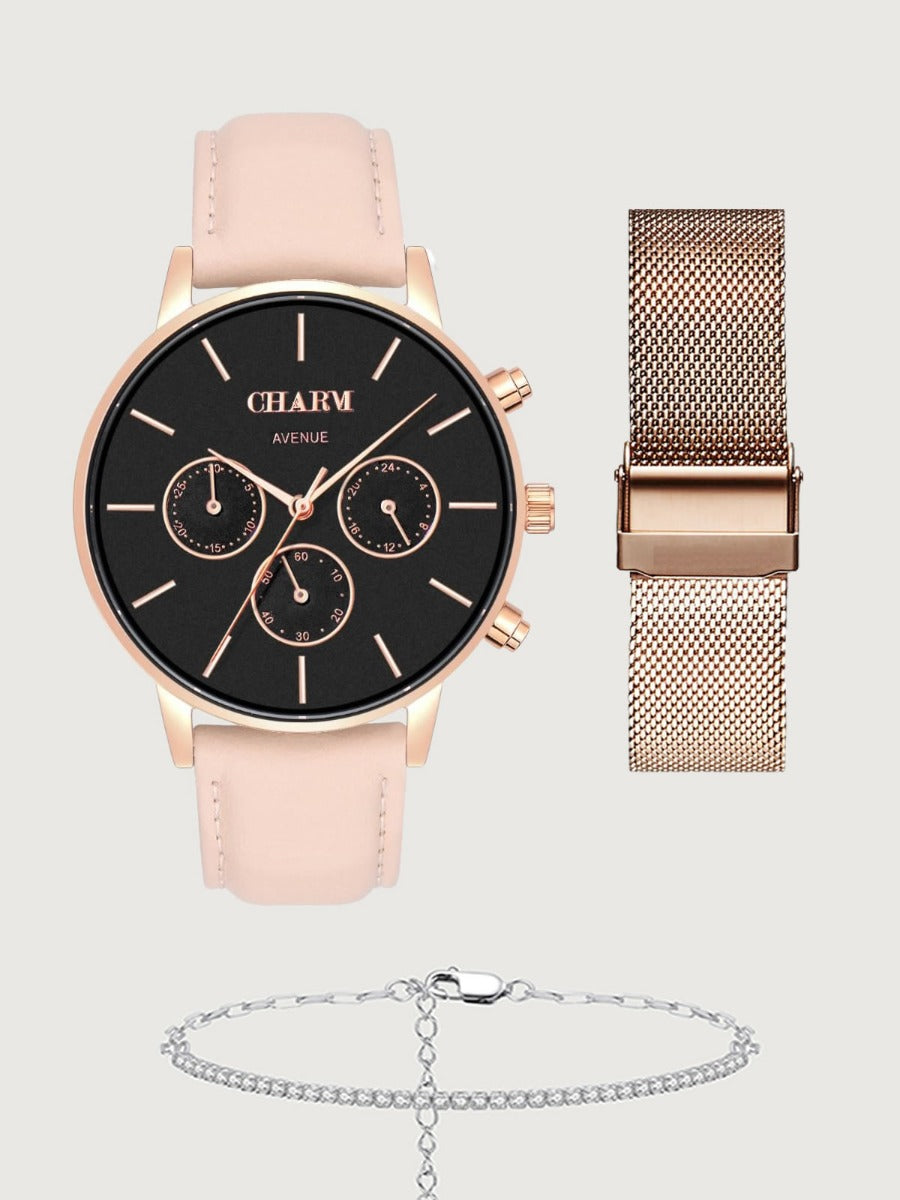 Set Cadou: Ceas Avenue Dorobanti Nude Rose + Curea de metal Rose Gold
