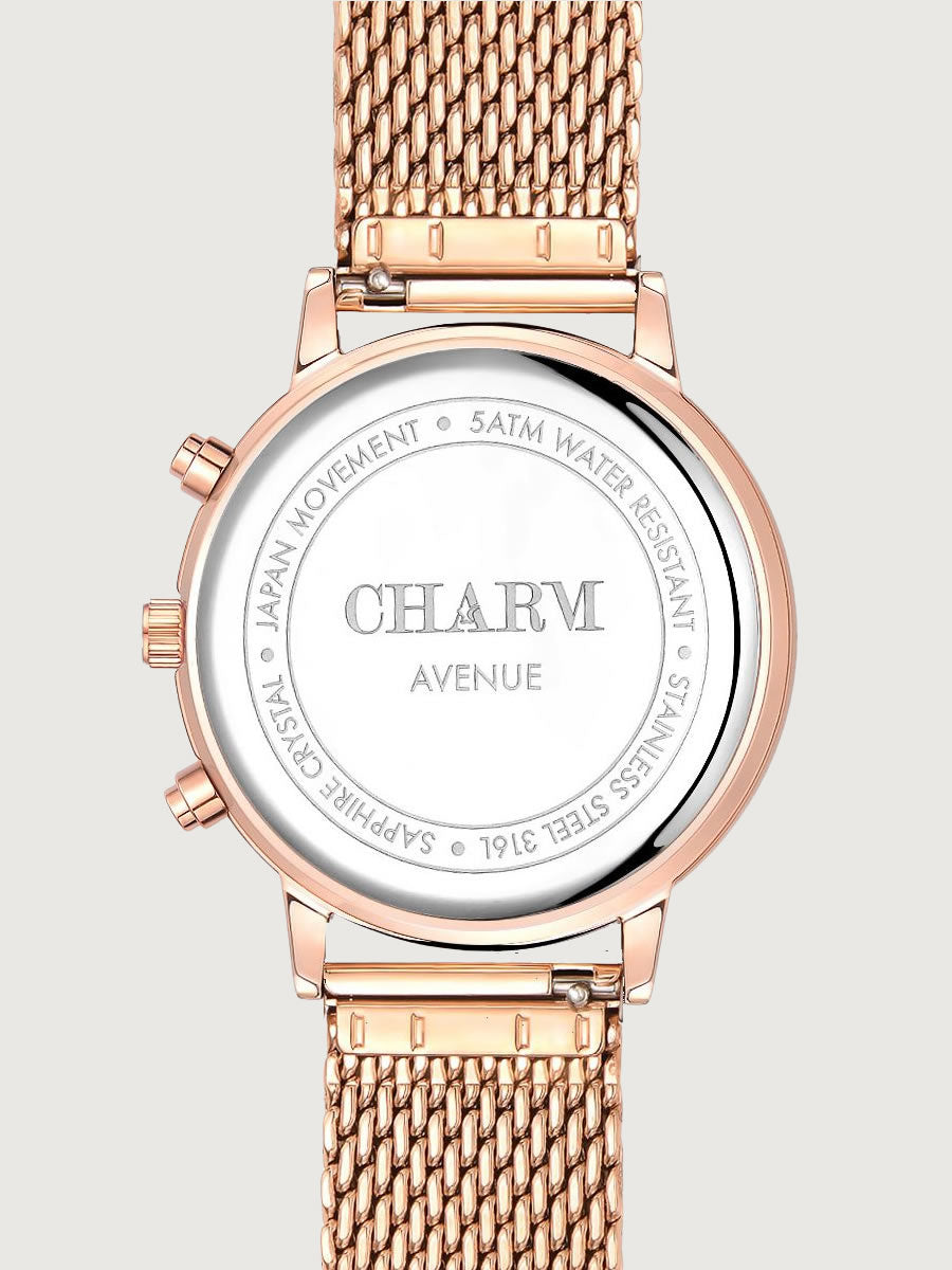 Set Cadou: Ceas Avenue Dorobanti Rose Gold + Curea de piele Neagra