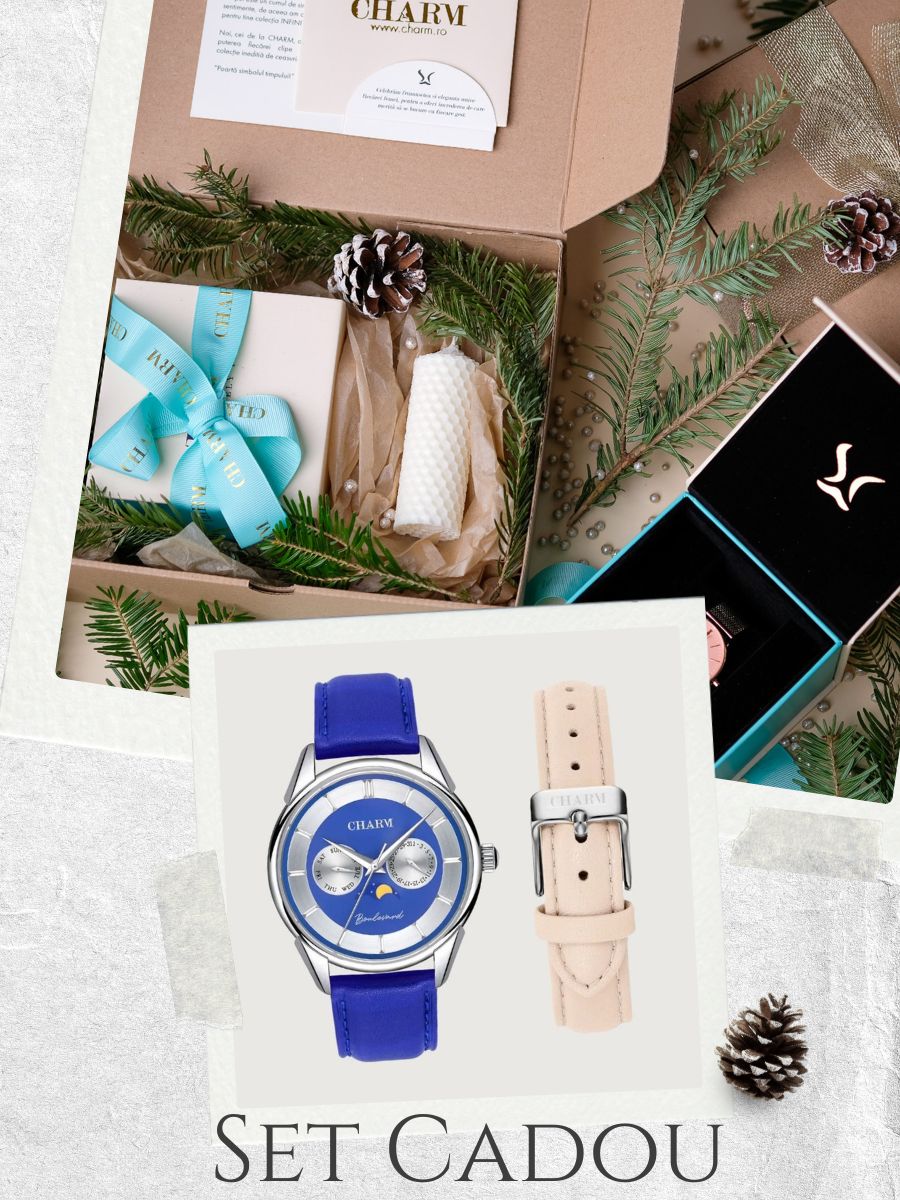 Set Unisex: Ceas Boulevard Aviatorilor Blue + Curea de piele Nuderose