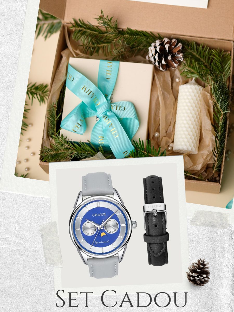 Set Unisex Cadou : Ceas Boulevard Aviatorilor Grey + Curea de piele Neagra