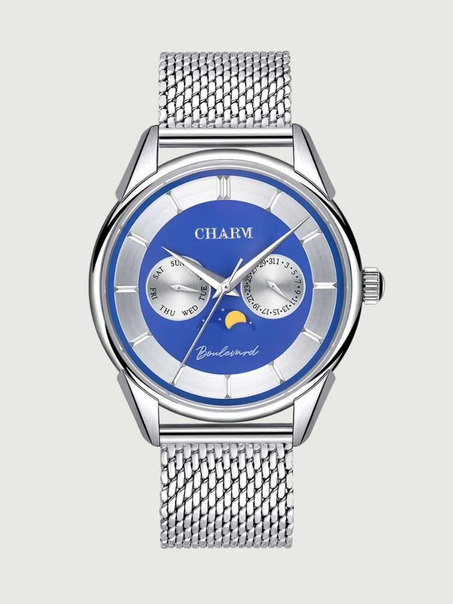 Set Unisex: Ceas Boulevard Aviatorilor Grey + Curea din otel inoxidabil Argintie