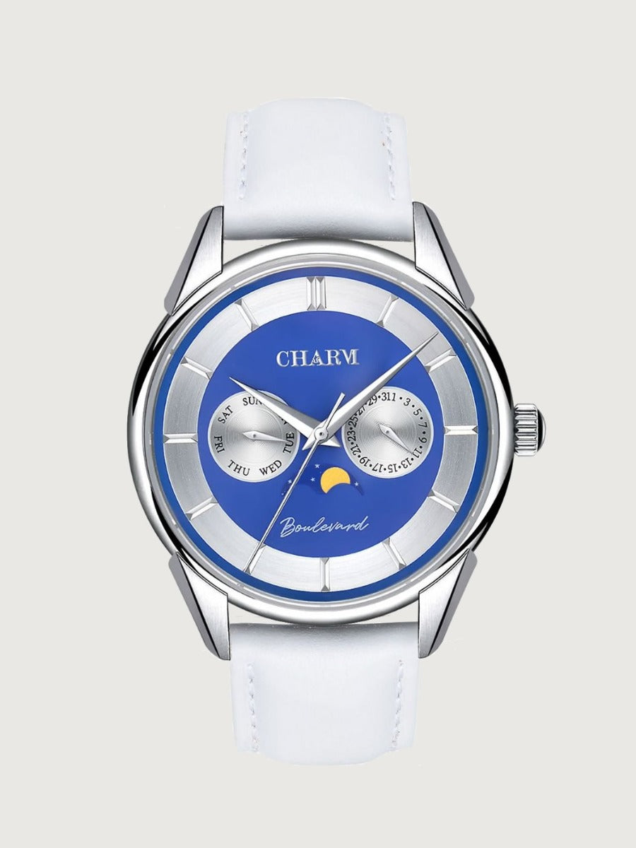 Set Unisex: Ceas Boulevard Aviatorilor White + Curea de piele Nuderose