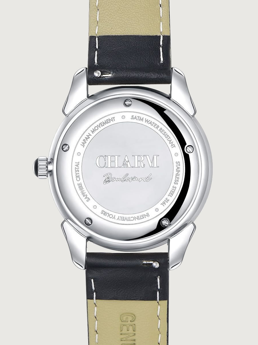 Set Unisex: Ceas Boulevard Kiseleff Black + Curea de piele Gri