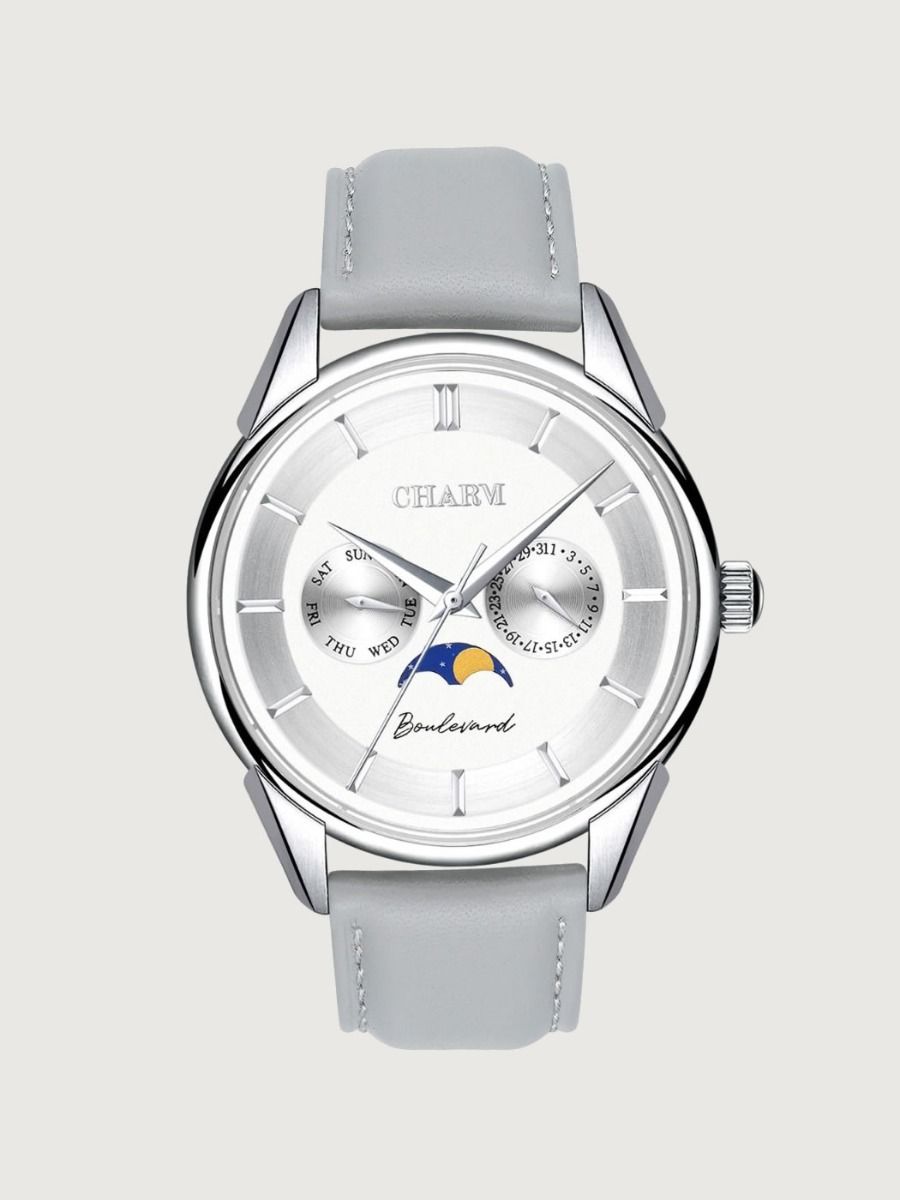 Set Unisex: Ceas Boulevard Kiseleff Black + Curea de piele Gri