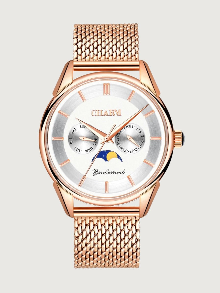 Set Unisex: Ceas Boulevard Unirii Rose Gold + Curea de piele Nuderose