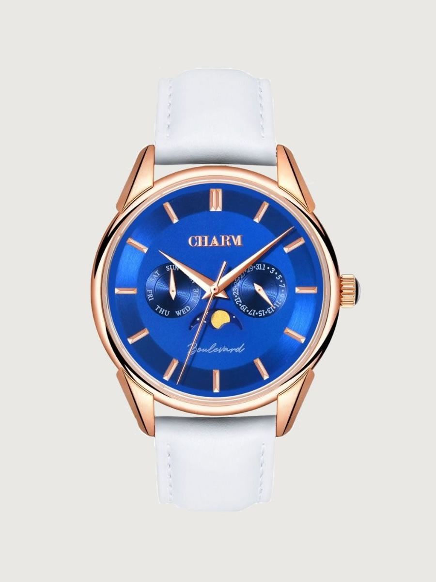 Set Unisex: Ceas Boulevard Primaverii Rose Gold + Curea de piele Alba