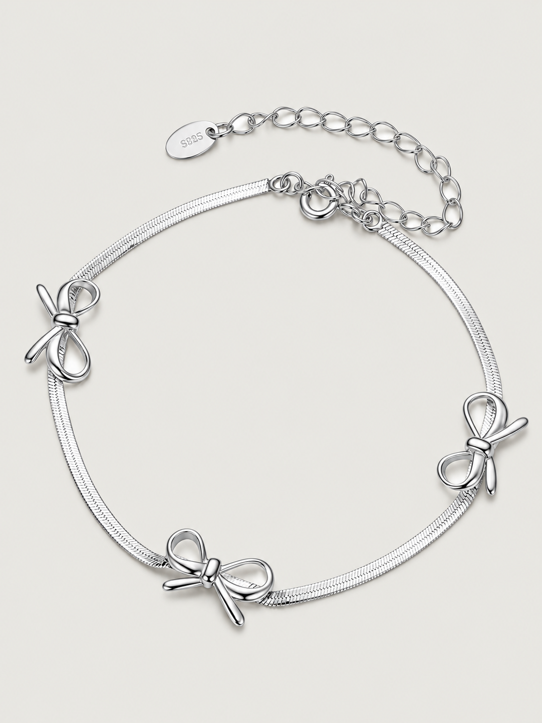 Brățară din argint 925 cu fundițe și lanț tip snake chain Silver Ribbons