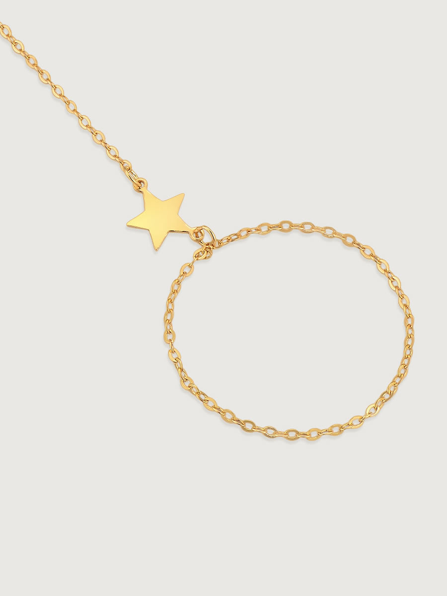 Brățară din argint 925 aurie Celestial Moon & Star CHARM, detalii fine
